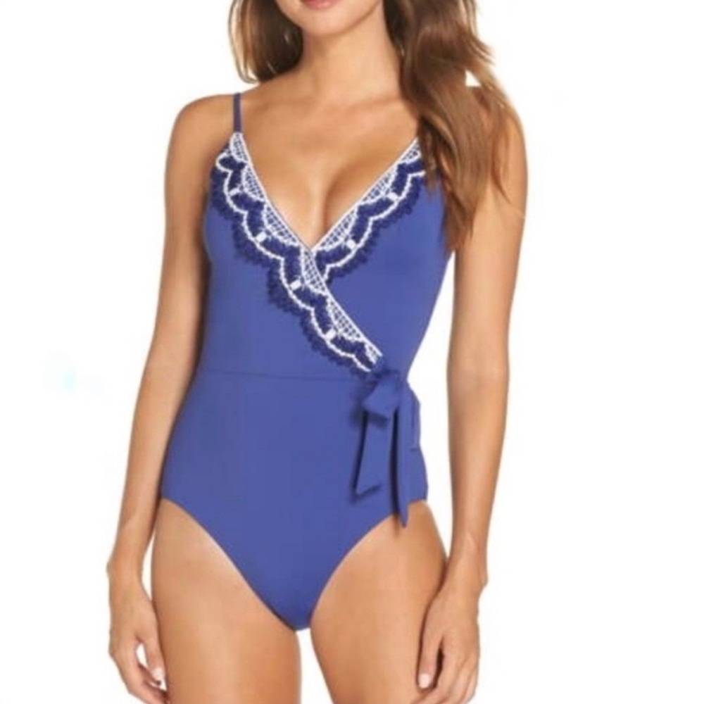 BECCA by Rebecca Virtue Women's Blue Lace Delilah One-piece Swimsuit